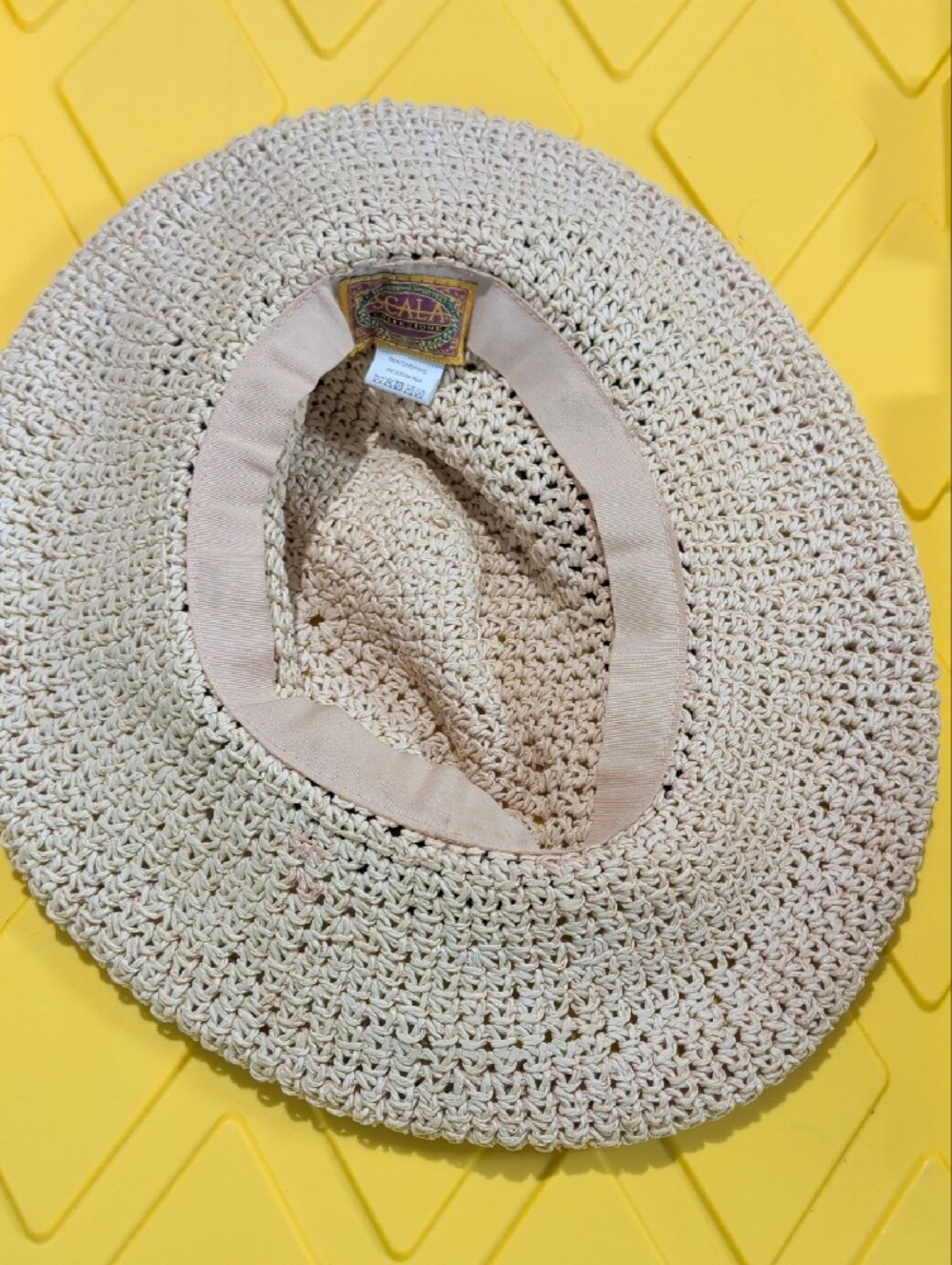 Scala Collezione Beige Woven Sun Hat with Black Scarf - Picture 9 of 9